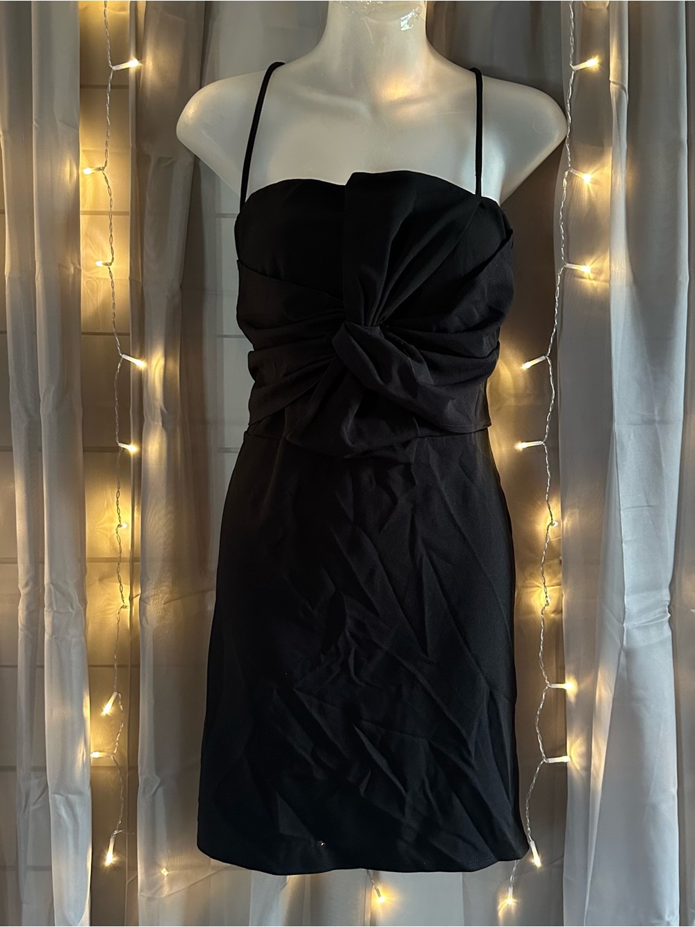 Y2K Charlotte Russe black mini bodycon dress scrunched detailing USA made Sz 1x